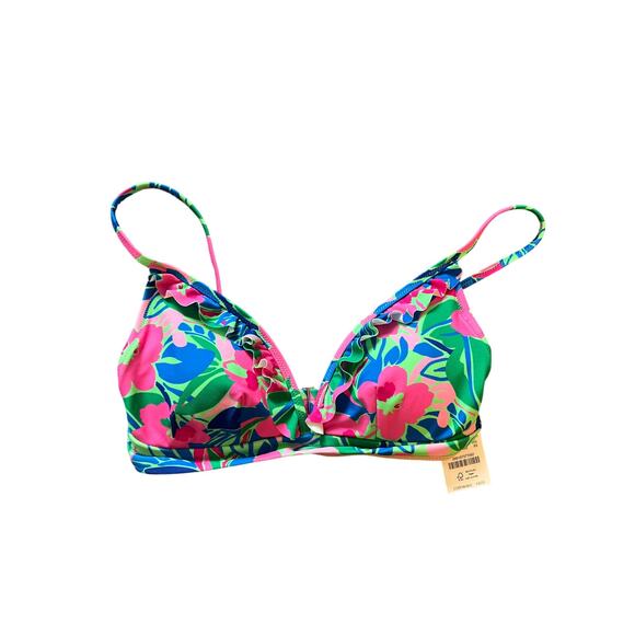J.Crew Factory Printed French Bikini Top w/ Ruffles – Multicolor Floral – XS NWT - Picture 1 of 7